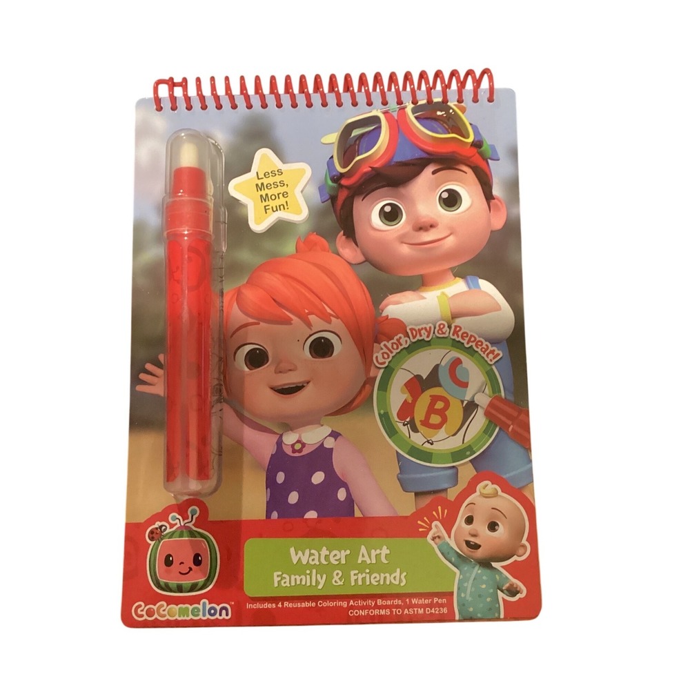 Cocomelon Water Art Family & Friends Reusable Coloring Activity Book with‎ Pen